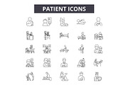 Patient line icons, signs set