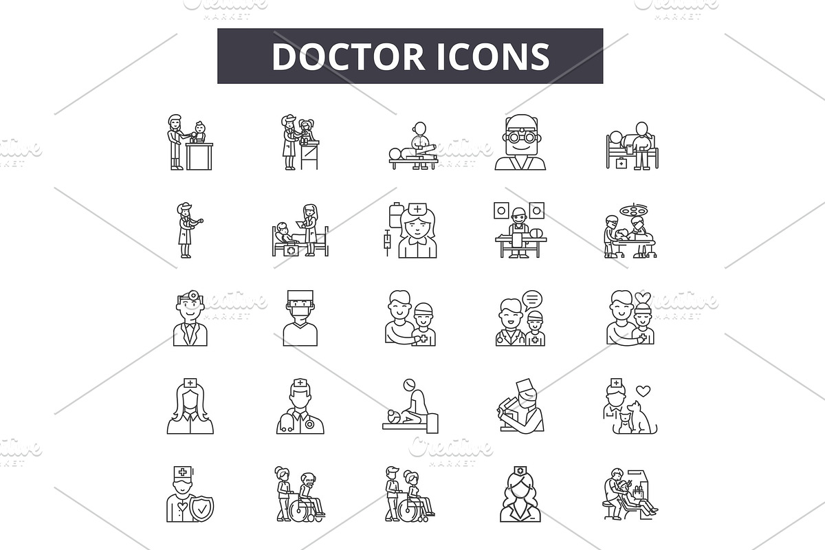 Doctor line icons, signs set, vector in Icons - product preview 8