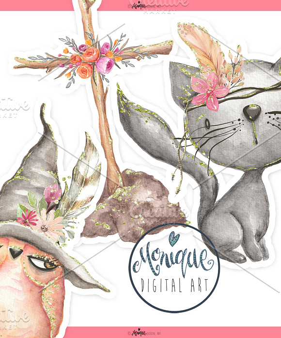 Halloween Clipart Woodland Animals in Illustrations - product preview 3