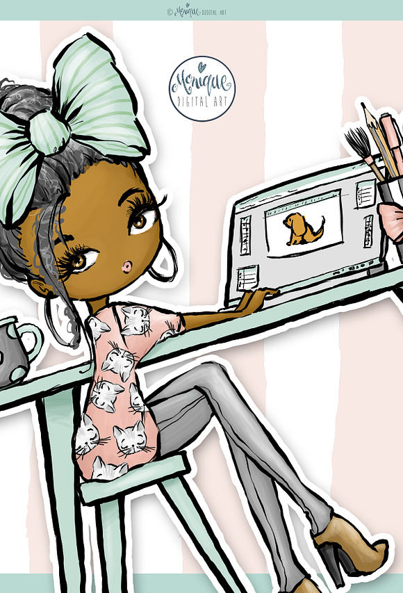 Planner Girl, Blogger Girl Clipart in Illustrations - product preview 2