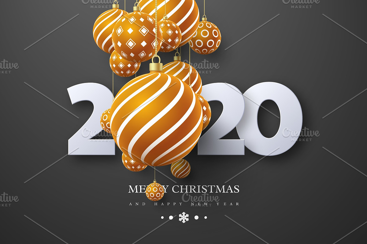 2020 New Year sign with 3d hanging in Illustrations - product preview 8