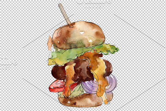 City Hamburger Watercolor png in Illustrations - product preview 1