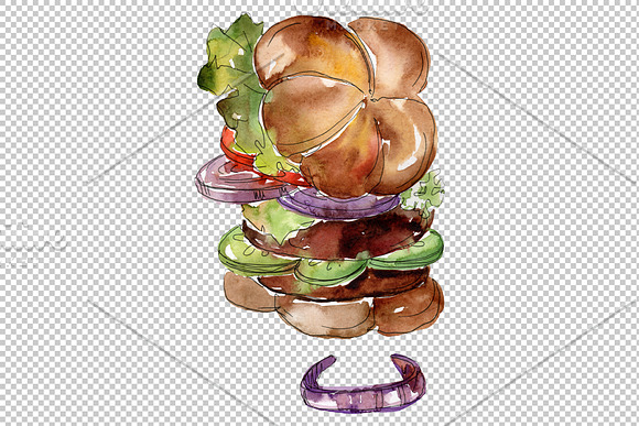 City Hamburger Watercolor png in Illustrations - product preview 3