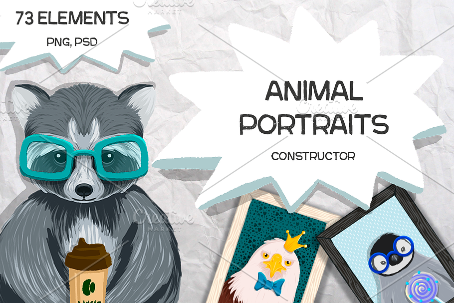 Animal Portraits Constructor in Illustrations - product preview 8