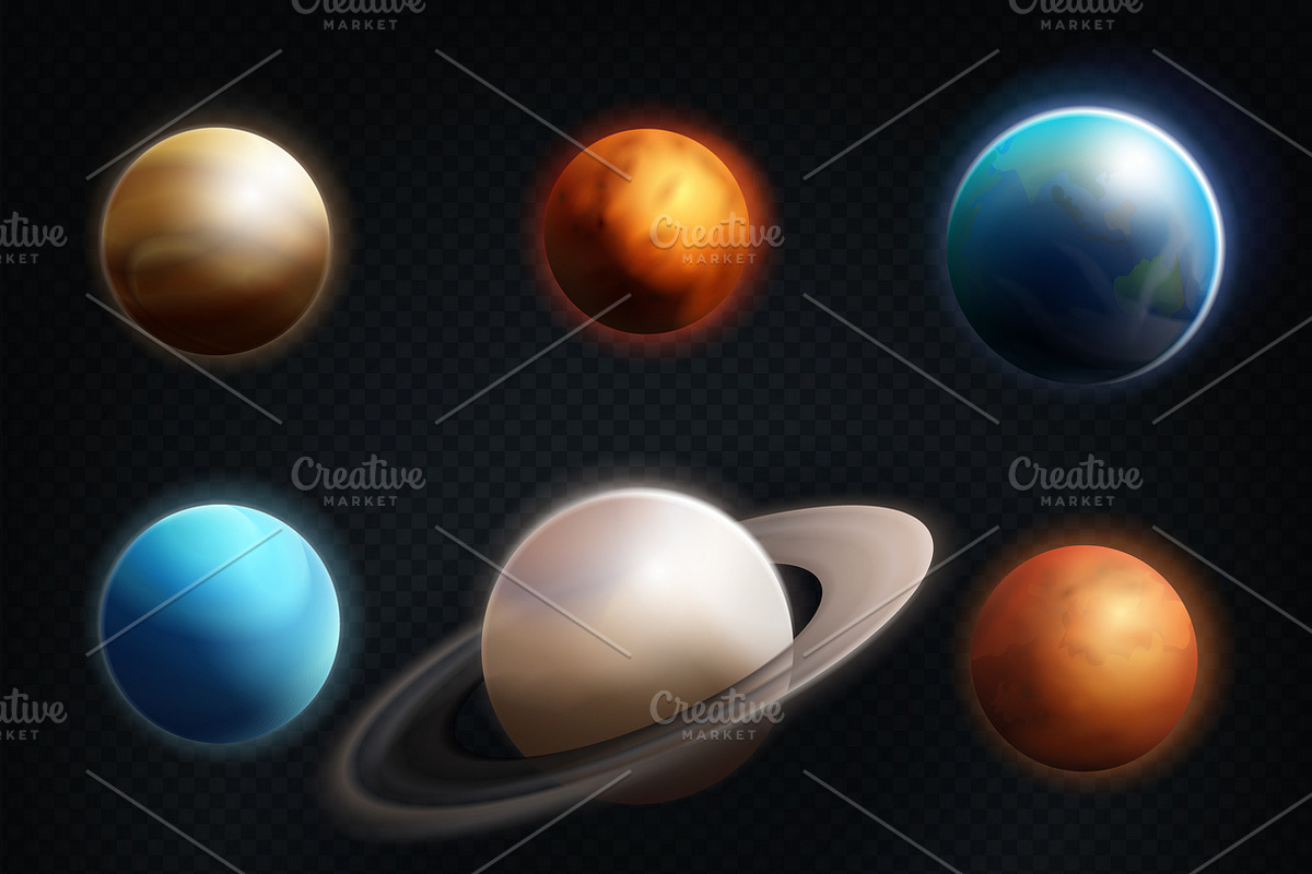 Planet realistic icon set in Icons - product preview 8