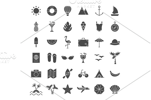 Summer Travel Line Art Icons in Icons - product preview 2