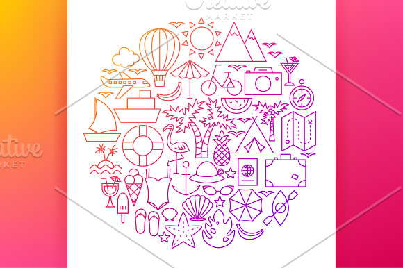 Summer Travel Line Art Icons in Icons - product preview 3