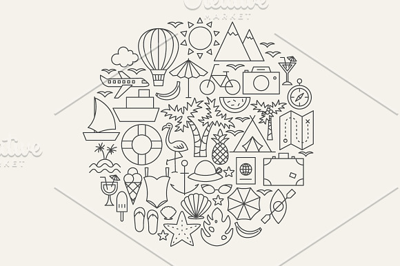 Summer Travel Line Art Icons in Icons - product preview 4