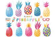 Watercolor Pineapple Elements