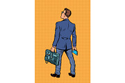 businessman with briefcase and phone