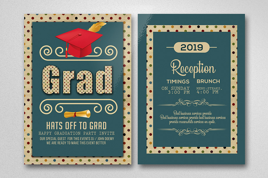 Double Sided Graduation Invitation in Card Templates - product preview 8