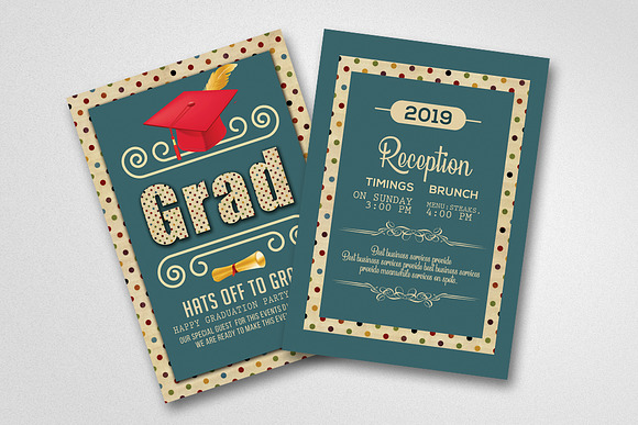 Double Sided Graduation Invitation in Card Templates - product preview 1