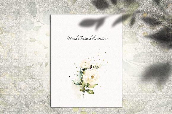 White roses. Watercolor floral set in Illustrations - product preview 15