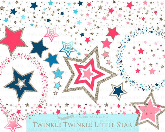 Red Blue Silver Stars in Illustrations - product preview 2