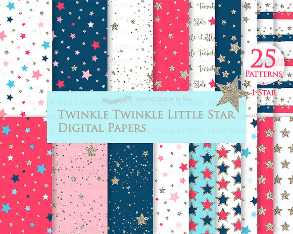 Red Blue Silver Stars in Illustrations - product preview 5
