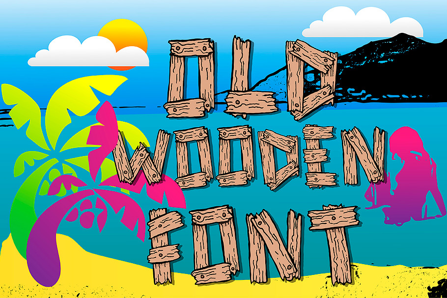 Summer old wooden font in Display Fonts - product preview 8