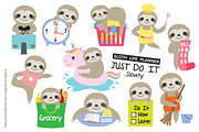 Sloth Planner Clipart Set