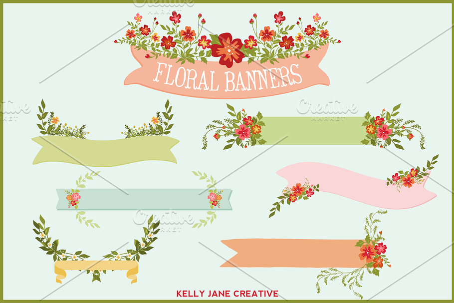 Floral Banners, Ribbons, Bouquets