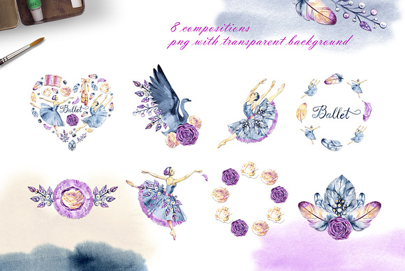 Watercolor Swan Lake in Illustrations - product preview 2