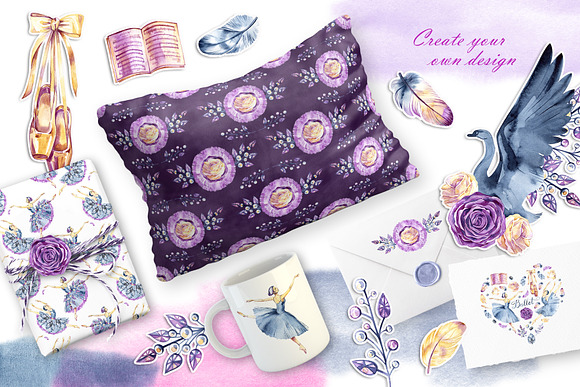 Watercolor Swan Lake in Illustrations - product preview 4