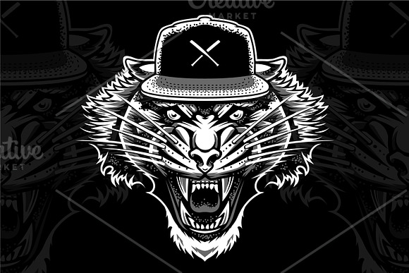 Tiger in Snapback Vector Art in Illustrations - product preview 1