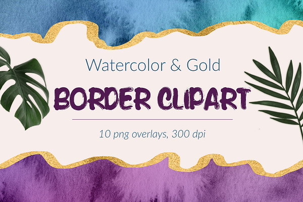 Watercolor And Gold Borders