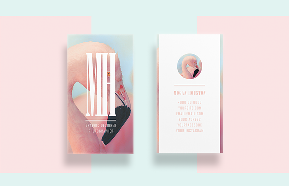 Flamingo Pack Card Template in Business Card Templates - product preview 1