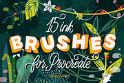 15 Ink Brushes for Procreate.