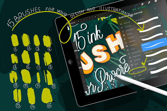 15 Ink Brushes for Procreate. in Add-Ons - product preview 2