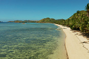 tropical island with blue lagoon