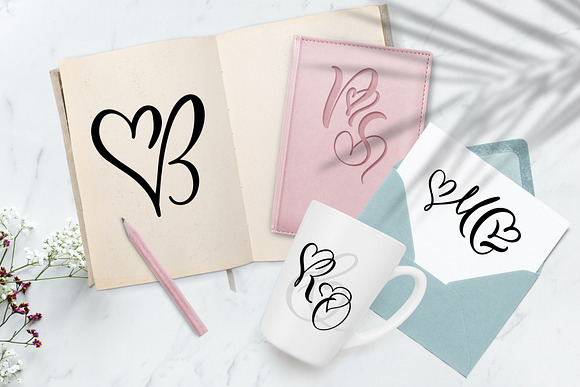 Wedding Heart Monogram Font in Monogram Fonts - product preview 2