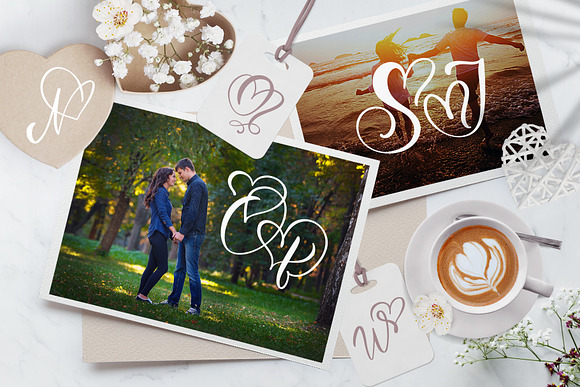Wedding Heart Monogram Font in Monogram Fonts - product preview 3