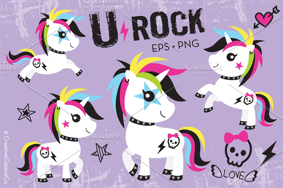 Punk Unicorn Vector EPS and PNG in Illustrations - product preview 8