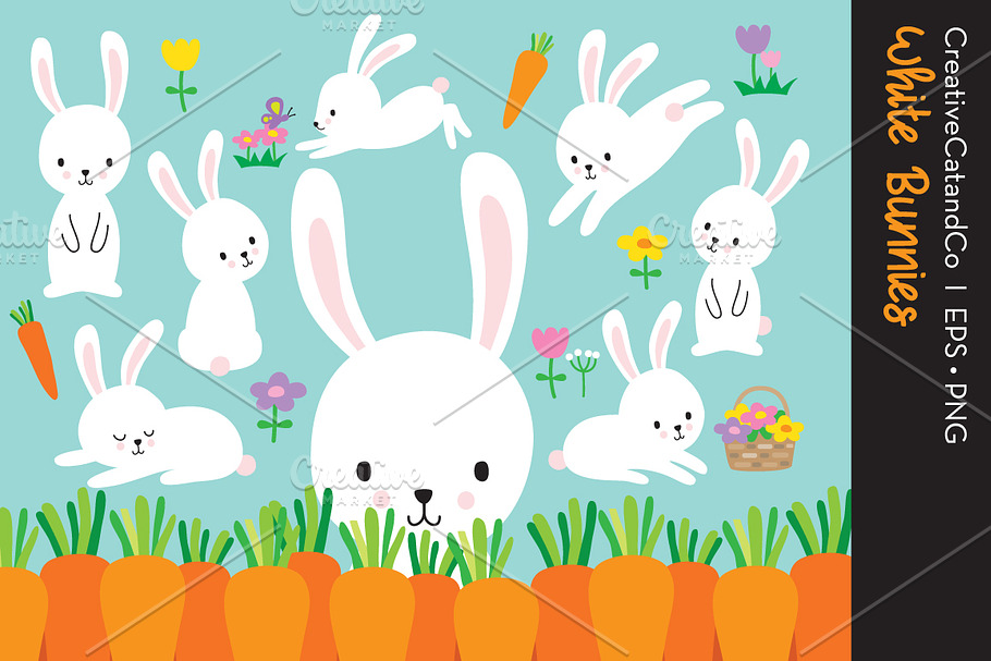 White Easter Bunny Rabbit Vector in Illustrations - product preview 8