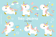 Baby Unicorn Vector and PNG Set