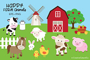 Farm Animals Vector EPS PNG Set