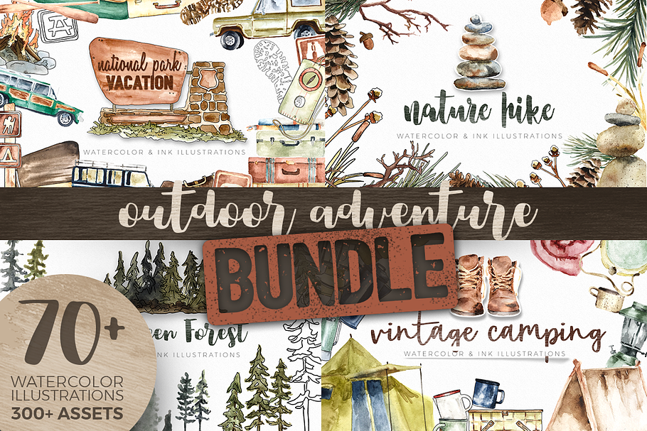 Outdoor Adventure Camping BUNDLE in Illustrations - product preview 8