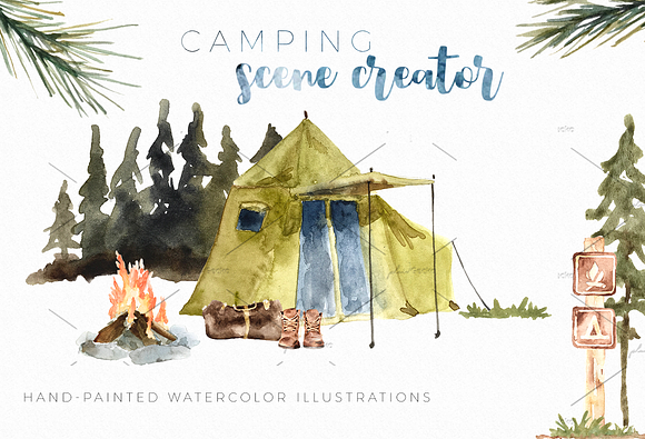 Outdoor Adventure Camping BUNDLE in Illustrations - product preview 3