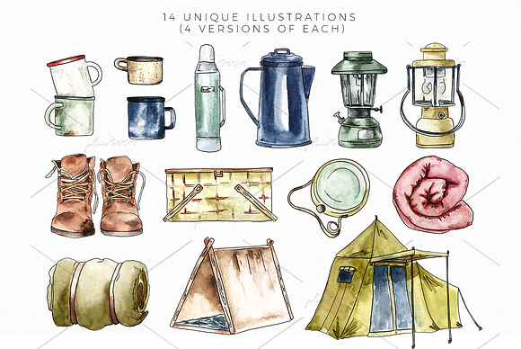 Outdoor Adventure Camping BUNDLE in Illustrations - product preview 4