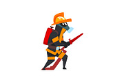 Fireman in a protective mask with
