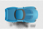 Blue car top view vector