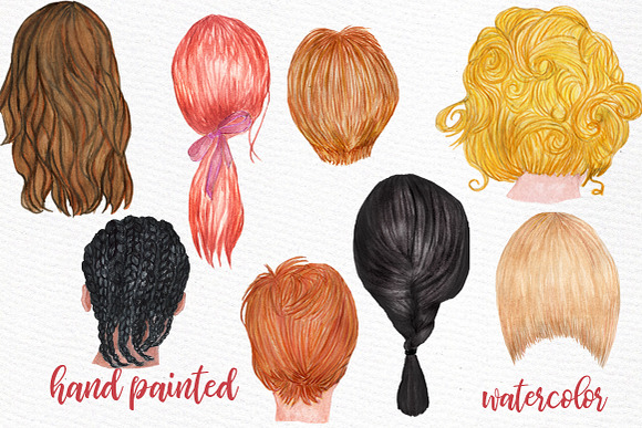 Hairstyles clipart  Custom hairstyle in Illustrations - product preview 1
