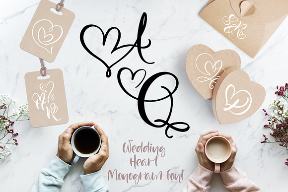 Wedding Heart Monogram Font in Monogram Fonts - product preview 5