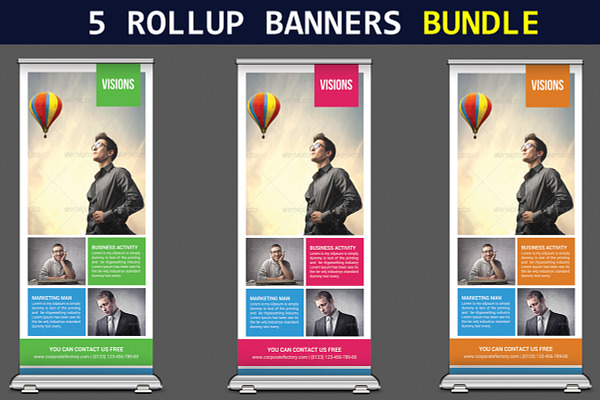 5 Multiuse Roll-up Banner Wave