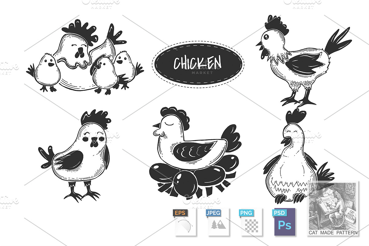 Cartoon farm chicks collection in Illustrations - product preview 8