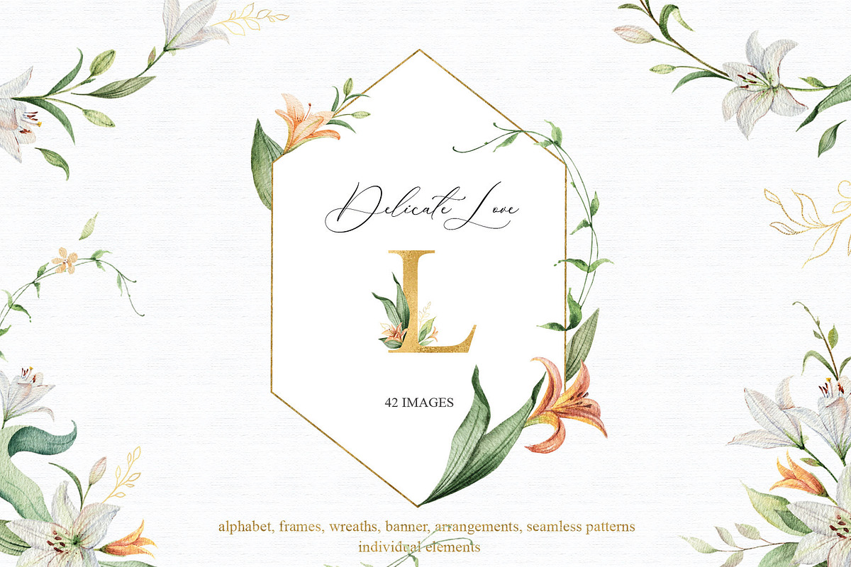 Delicate Love.Watercolor collection. in Illustrations - product preview 8