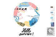 Hello summer greeting color poster