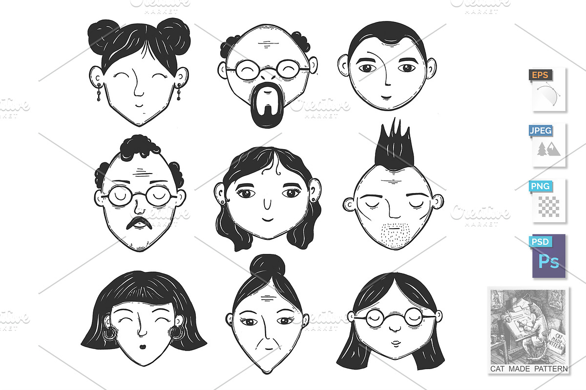 Isolated people avatar set in Illustrations - product preview 8