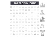 Trophy line icons, signs, vector set