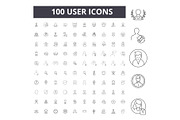 User line icons, signs, vector set